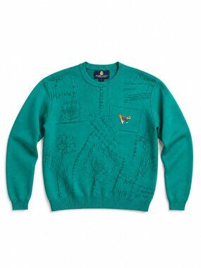 Irish Fisherman Sweater Men’s L Green Cable Knit Blarney Castle Ireland Vintage